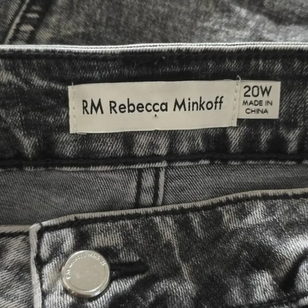 Rebecca Minkoff Retro Vibes Acid Wash‎ Cropped Studded Straight Jeans Plus Sz 18